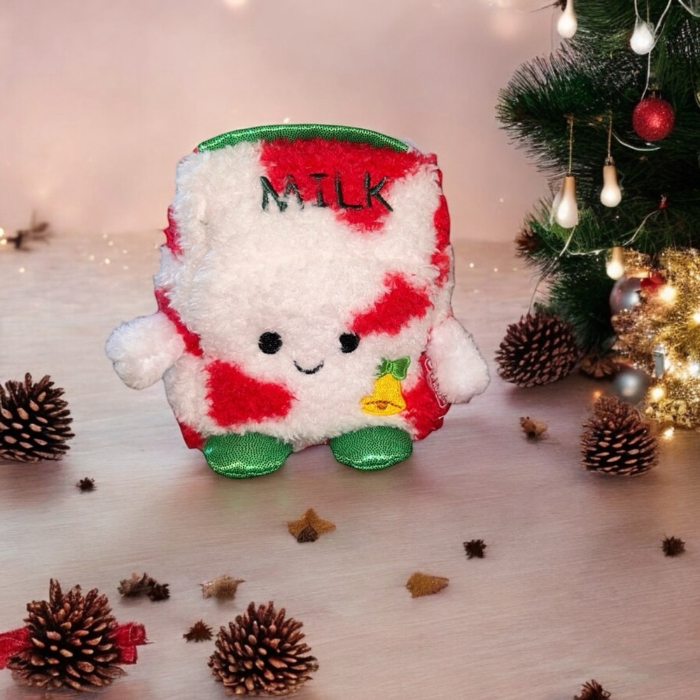 Santa’s Milk Festive Bum Bumz Plush Toy Milk Carton Red White